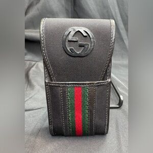Gucci GG Black Canvas Green and Red Web Stripe Cigarette/Lipstick/Phone Case
